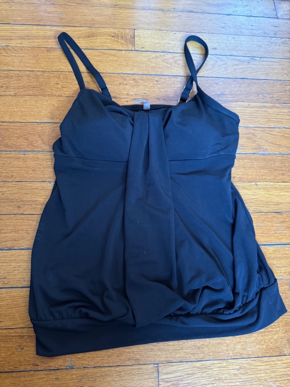 Lands’ End Black Blouson Tankini Top, Size 8